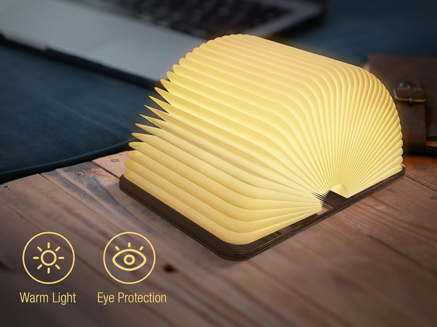 Wooden Book Light - 3 Color Folding LED Lamp for Home Decor & Gifting