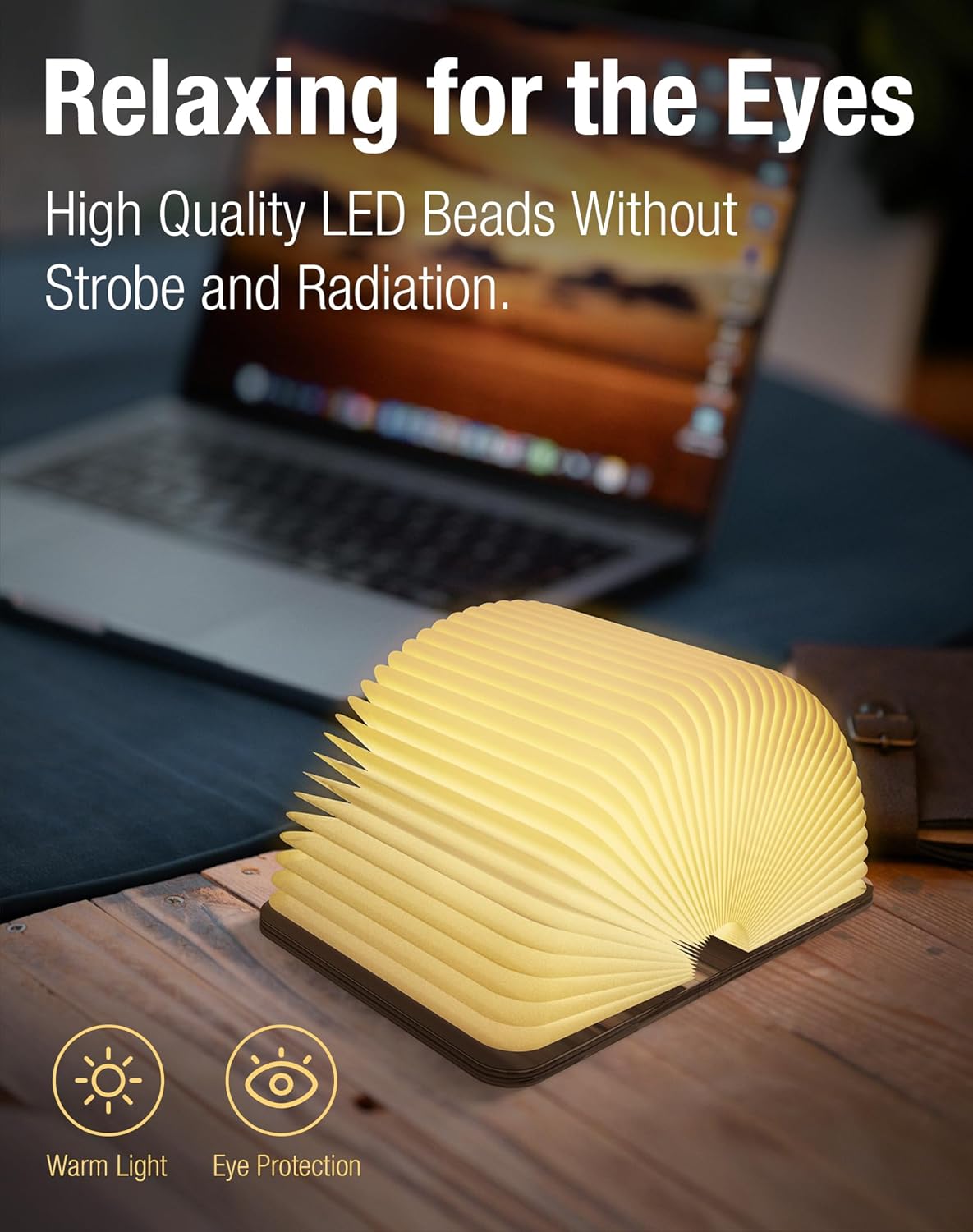Wooden Book Light - 3 Color Folding LED Lamp for Home Decor & Gifting