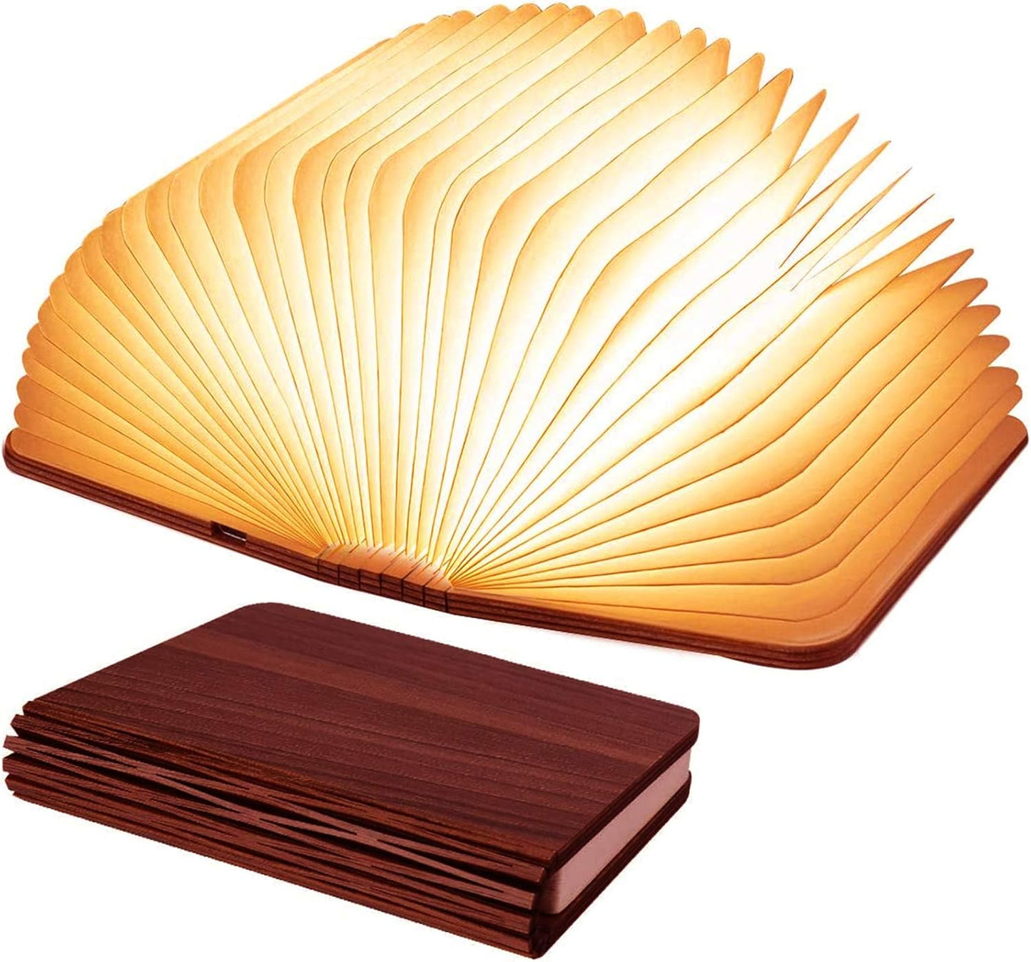 Wooden Book Light - 3 Color Folding LED Lamp for Home Decor & Gifting